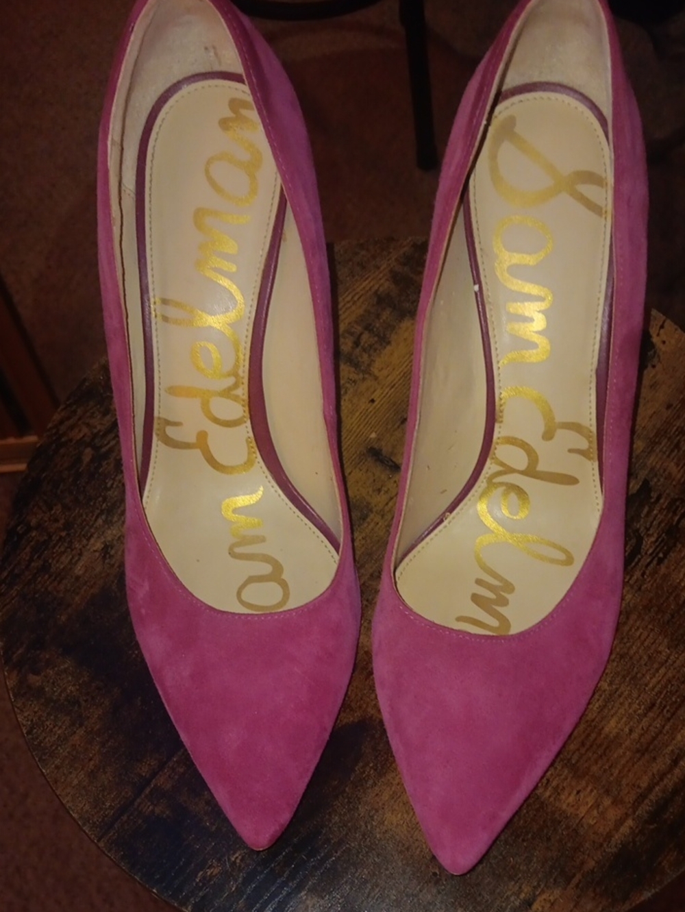 Sam Edelman Fuchsia Suede Pointed-Toe Pumps